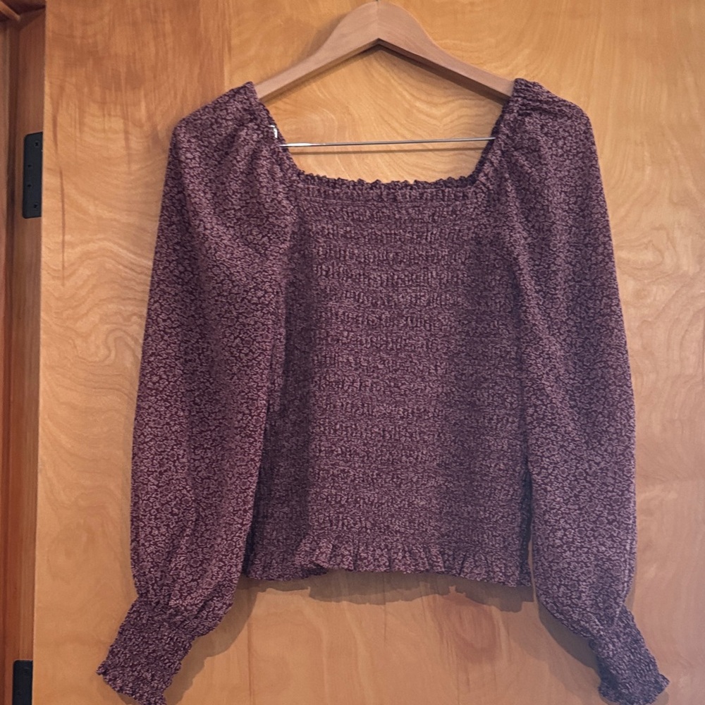 Madewell Burgundy Smocked Top